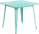 Commercial Grade 31.5" Square Mint Green Metal Indoor-Outdoor Table
