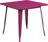 Commercial Grade 31.5" Square Purple Metal Indoor-Outdoor Table