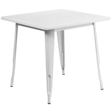 Commercial Grade 31.5" Square White Metal Indoor-Outdoor Table
