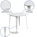 Commercial Grade 31.5" Square White Metal Indoor-Outdoor Table