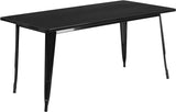 Commercial Grade 31.5" x 63" Rectangular Black Metal Indoor-Outdoor Table