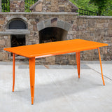 Commercial Grade 31.5" x 63" Rectangular Orange Metal Indoor-Outdoor Table by Office Chairs PLUS