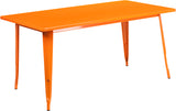 Commercial Grade 31.5" x 63" Rectangular Orange Metal Indoor-Outdoor Table
