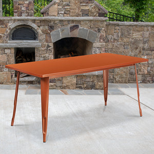 Commercial Grade 31.5" x 63" Rectangular Copper Metal Indoor-Outdoor Table by Office Chairs PLUS