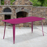 Commercial Grade 31.5" x 63" Rectangular Purple Metal Indoor-Outdoor Table by Office Chairs PLUS