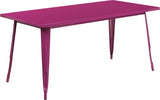 Commercial Grade 31.5" x 63" Rectangular Purple Metal Indoor-Outdoor Table