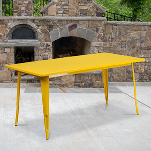 Commercial Grade 31.5" x 63" Rectangular Yellow Metal Indoor-Outdoor Table by Office Chairs PLUS