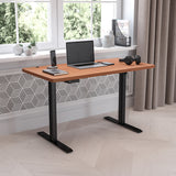 Electric Height Adjustable Standing Desk -  Mahogany Table Top 48" Wide - 24" Deep | Sit to Standing Desk