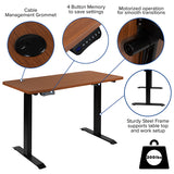 Electric Height Adjustable Standing Desk -  Mahogany Table Top 48" Wide - 24" Deep | Sit to Standing Desk