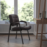 Executive Office Guest Chairs | Brown Office Reception Chair with Black Metal Frame