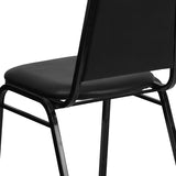 HERCULES Series Trapezoidal Back Stacking Banquet Chair in Black Vinyl - Black Frame 