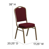 HERCULES Series Crown Back Stacking Banquet Chair in Burgundy Fabric - Gold Frame