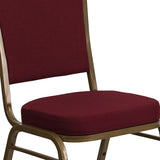 HERCULES Series Crown Back Stacking Banquet Chair in Burgundy Fabric - Gold Frame