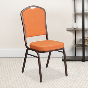HERCULES Series Crown Back Stacking Banquet Chair in Orange Fabric - Copper Vein Frame by Office Chairs PLUS