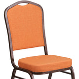HERCULES Series Crown Back Stacking Banquet Chair in Orange Fabric - Copper Vein Frame