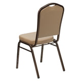HERCULES Series Crown Back Stacking Banquet Chair in Tan Vinyl - Copper Vein Frame
