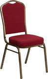 HERCULES Series Crown Back Stacking Banquet Chair in Burgundy Fabric - Gold Vein Frame