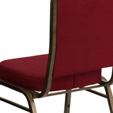 HERCULES Series Crown Back Stacking Banquet Chair in Burgundy Fabric - Gold Vein Frame