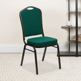 HERCULES Series Crown Back Stacking Banquet Chair in Green Fabric - Gold Vein Frame by Office Chairs PLUS