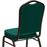 HERCULES Series Crown Back Stacking Banquet Chair in Green Fabric - Gold Vein Frame