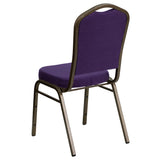 HERCULES Series Crown Back Stacking Banquet Chair in Purple Fabric - Gold Vein Frame