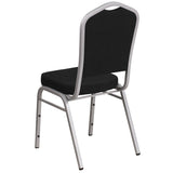 HERCULES Series Crown Back Stacking Banquet Chair in Black Fabric - Silver Frame