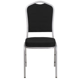 HERCULES Series Crown Back Stacking Banquet Chair in Black Fabric - Silver Frame