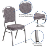 HERCULES Series Crown Back Stacking Banquet Chair in Herringbone Fabric - Silver Frame