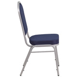 HERCULES Series Crown Back Stacking Banquet Chair in Navy Fabric - Silver Frame