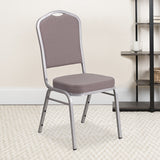 HERCULES Series Crown Back Stacking Banquet Chair in Gray Dot Fabric - Silver Frame by Office Chairs PLUS