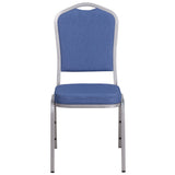 HERCULES Series Crown Back Stacking Banquet Chair in Blue Fabric - Silver Frame