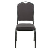 HERCULES Series Crown Back Stacking Banquet Chair in Gray Fabric - Silver Vein Frame