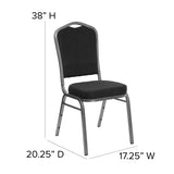 HERCULES Series Crown Back Stacking Banquet Chair in Black Dot Patterned Fabric - Silver Vein Frame