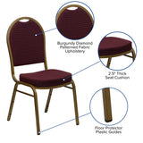 HERCULES Series Dome Back Stacking Banquet Chair in Burgundy Patterned Fabric - Gold Frame