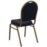 HERCULES Series Dome Back Stacking Banquet Chair in Navy Patterned Fabric - Gold Frame
