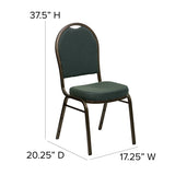 HERCULES Series Dome Back Stacking Banquet Chair in Green Patterned Fabric - Gold Vein Frame