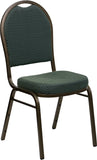 HERCULES Series Dome Back Stacking Banquet Chair in Green Patterned Fabric - Gold Vein Frame