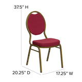 HERCULES Series Teardrop Back Stacking Banquet Chair in Burgundy Patterned Fabric - Gold Frame