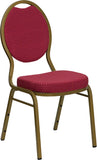 HERCULES Series Teardrop Back Stacking Banquet Chair in Burgundy Patterned Fabric - Gold Frame
