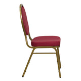 HERCULES Series Teardrop Back Stacking Banquet Chair in Burgundy Patterned Fabric - Gold Frame