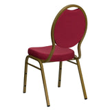 HERCULES Series Teardrop Back Stacking Banquet Chair in Burgundy Patterned Fabric - Gold Frame