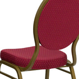 HERCULES Series Teardrop Back Stacking Banquet Chair in Burgundy Patterned Fabric - Gold Frame