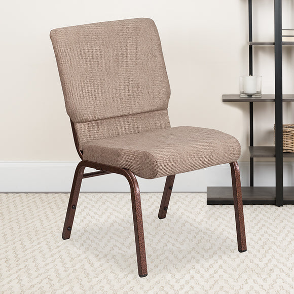 HERCULES Series 18.5''W Stacking Church Chair in Beige Fabric - Copper Vein Frame by Office Chairs PLUS