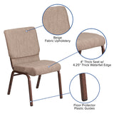HERCULES Series 18.5''W Stacking Church Chair in Beige Fabric - Copper Vein Frame