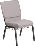 HERCULES Series 18.5''W Church Chair in Gray Dot Fabric with Book Rack - Silver Vein Frame by Office Chairs PLUS