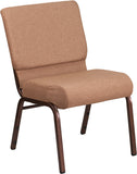 HERCULES Series 21''W Stacking Church Chair in Caramel Fabric - Copper Vein Frame