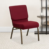 HERCULES Series 21''W Stacking Church Chair in Burgundy Fabric - Gold Vein Frame by Office Chairs PLUS