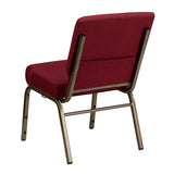 HERCULES Series 21''W Stacking Church Chair in Burgundy Fabric - Gold Vein Frame