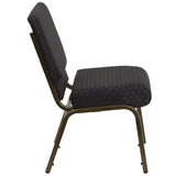 HERCULES Series 21''W Stacking Church Chair in Black Dot Patterned Fabric - Gold Vein Frame