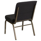 HERCULES Series 21''W Stacking Church Chair in Black Dot Patterned Fabric - Gold Vein Frame